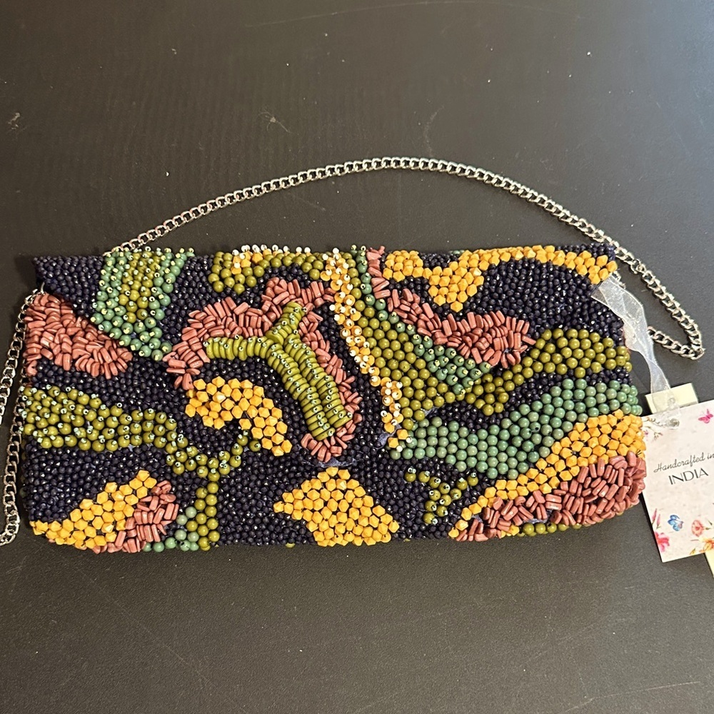 Made in India fall multi-colored beaded crossbody bag